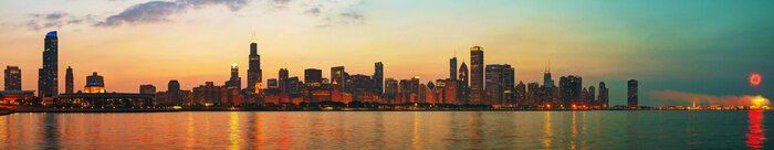 Fototapete Panorama von Wasser und Chicago