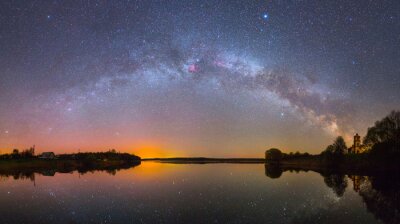 Fototapete Panoramalandschaft mit Sternen am Himmel