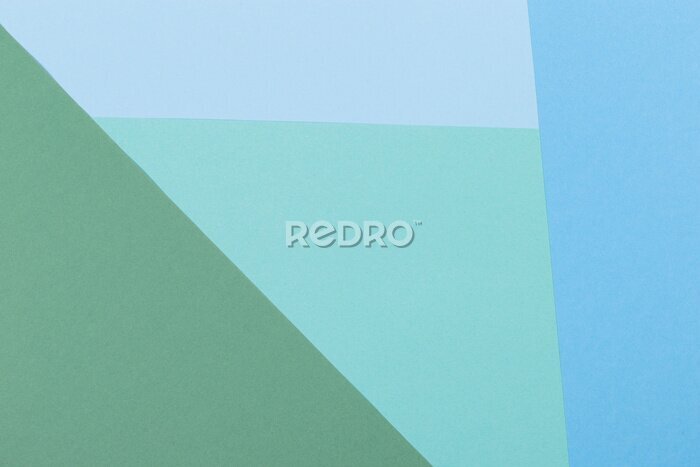 Fototapete Paper blue, green, pastel empty background, geometrically located. Color blank for presentations, copy space.