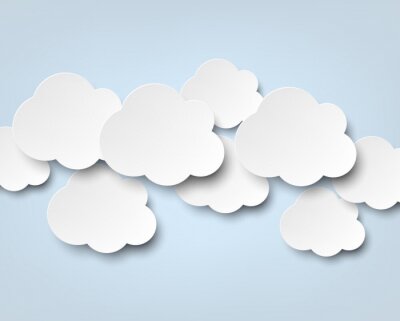 Fototapete Papierweiße Wolken auf blauem Hintergrund