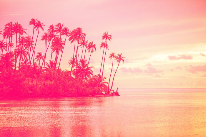 Fototapete Paradieslandschaft während des Sonnenuntergangs