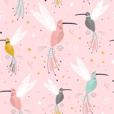 Paradiesvögel am rosa Hintergrund