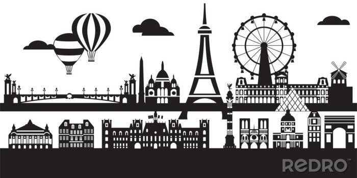 Fototapete Paris City Skyline vector 5