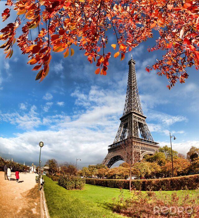Fototapete Paris Eiffelturm und Herbst