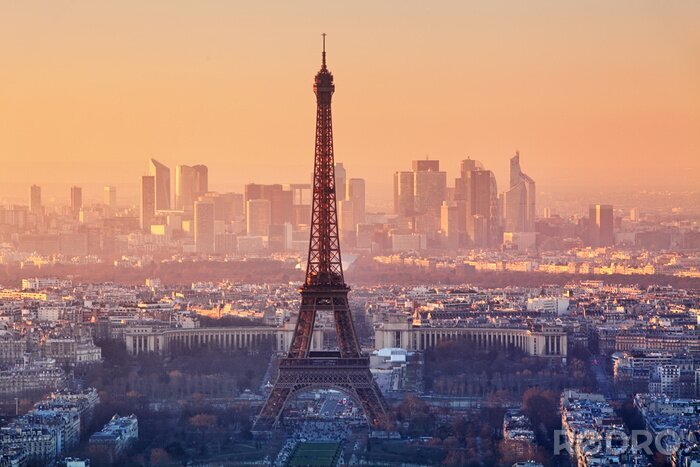 Fototapete Paris Eiffelturm und rosa Himmel
