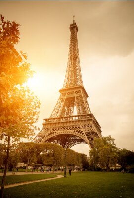 Fototapete Paris Eiffelturm und Sonnenuntergang