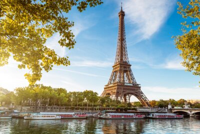 Fototapete Paris Eiffelturm von der Seine aus gesehen