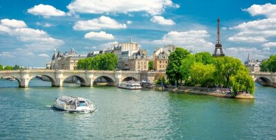 Fototapete Paris Fluss und sonnige Ansicht
