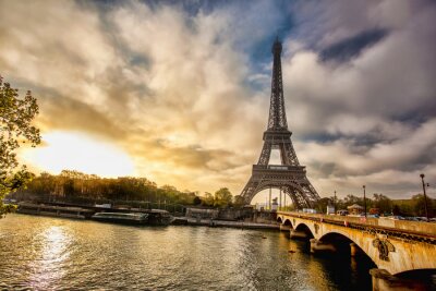 Fototapete Paris Seine und Eiffelturm