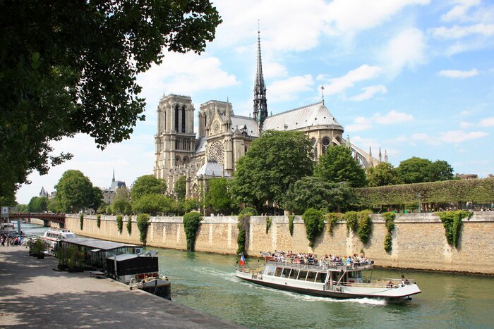 Fototapete Paris Seine und Kathedrale Notre-Dame