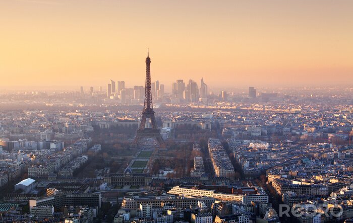 Fototapete Paris von oben bei Sonnenuntergang