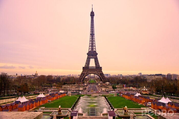 Fototapete Pariser Architektur bei Sonnenuntergang