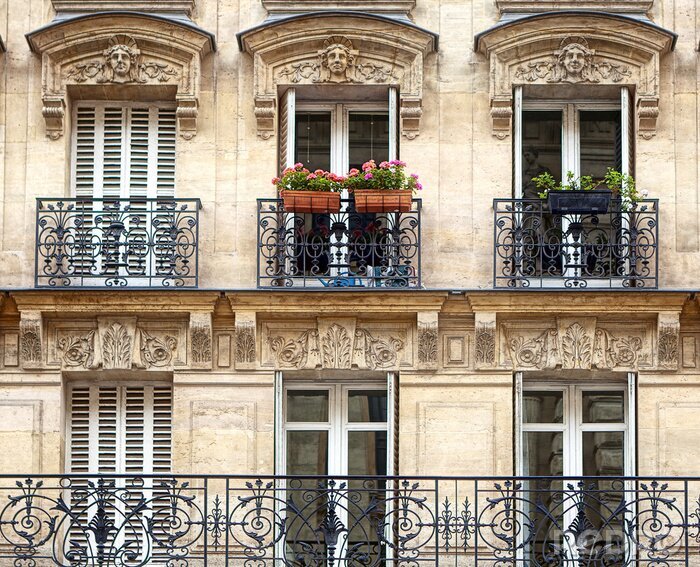 Fototapete Pariser Architektur mit Balkons
