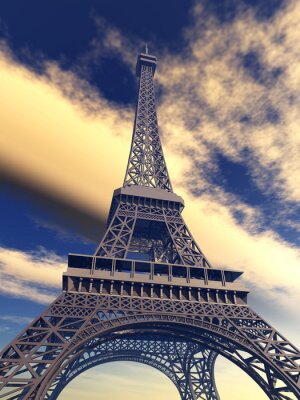Fototapete Pariser Architektur vor dem Hintergrund weißer Wolken