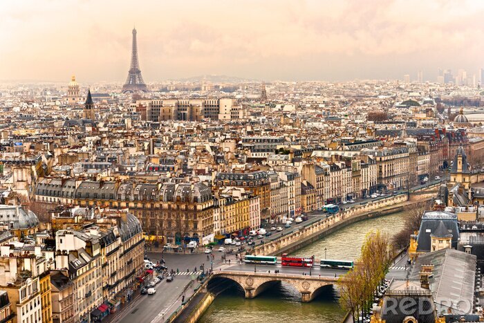Fototapete Pariser Panorama am bewölkten Tag