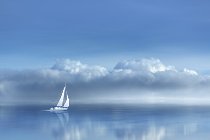 Fototapete Passagierschiff in einer märchenhaften Landschaft