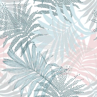 Tapete Pastellfarbene Palmblätter