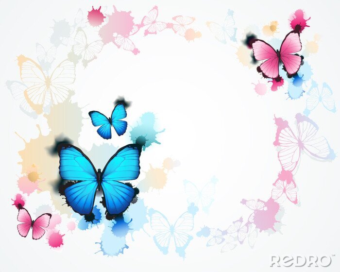 Fototapete Pastellfarbene Schmetterlinge im Kreis