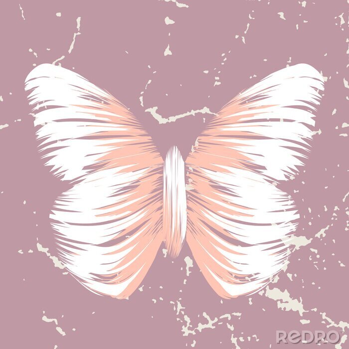 Fototapete pastellfarbener Schmetterling auf einem rissigen Hintergrund