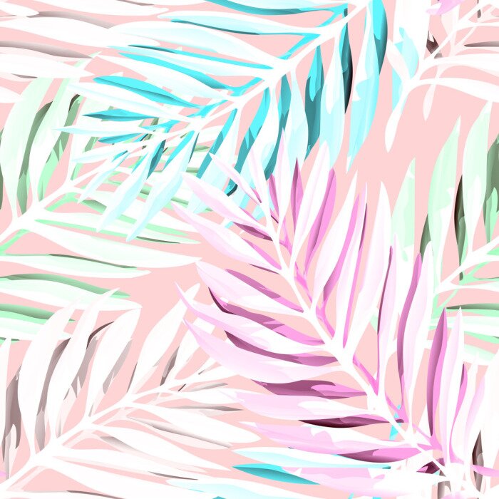 Fototapete Pastellmuster mit Blättern