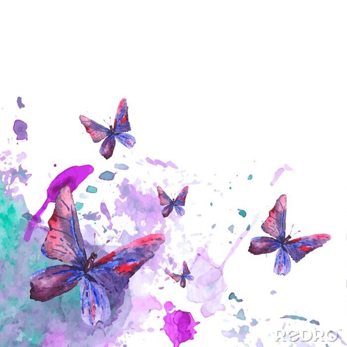 Fototapete Pastellmuster mit Schmetterlingen