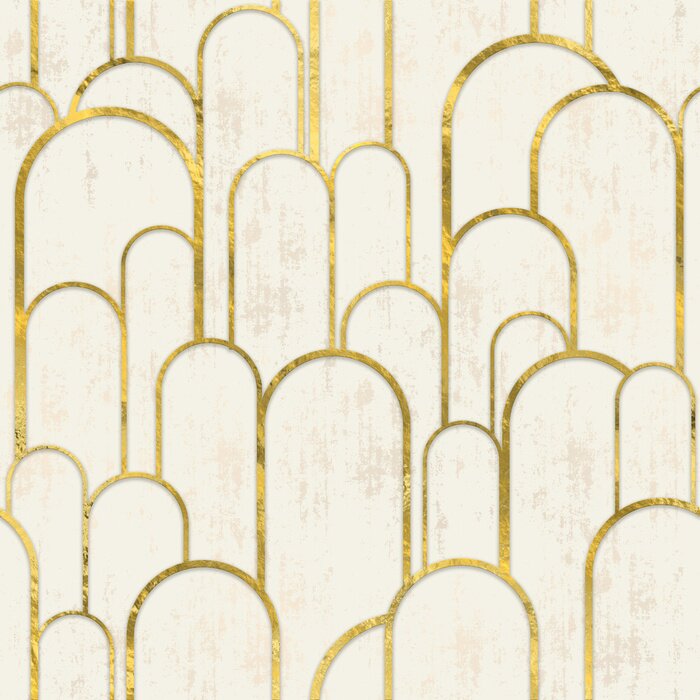 Fototapete pattern archway gold and white