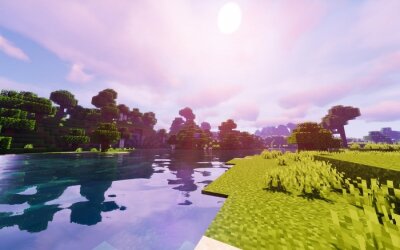 Fototapete Paysage et rivière sur Minecraft