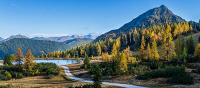 Fototapete Peaceful autumn Alps mountain view. Reiteralm, Steiermark, Austria.