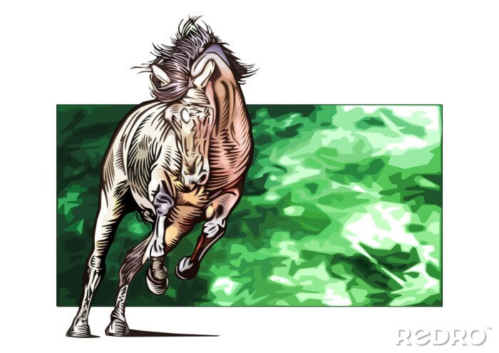 Fototapete Pferd und Grün im Hintergrund