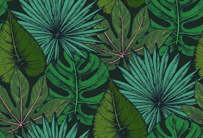 Fototapete Pflanzen natur im Comic-Stil