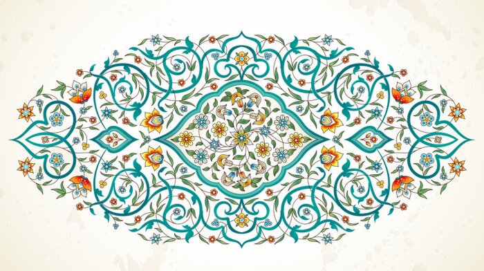 Fototapete Pflanzen-Ornament auf hellem Hintergrund