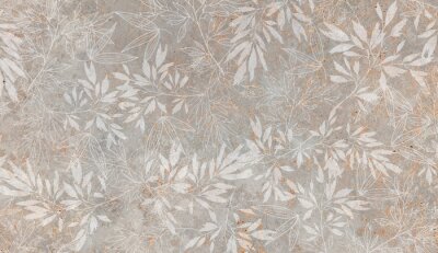 Pflanzen und Blätter auf einem Betonhintergrund