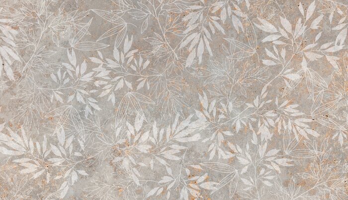 Fototapete Pflanzen und Blätter auf einem Betonhintergrund