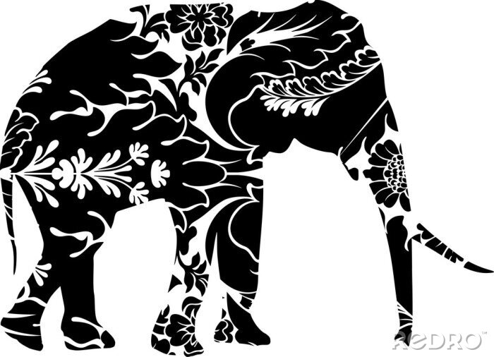 Fototapete Pflanzliches Muster auf einem Elefanten