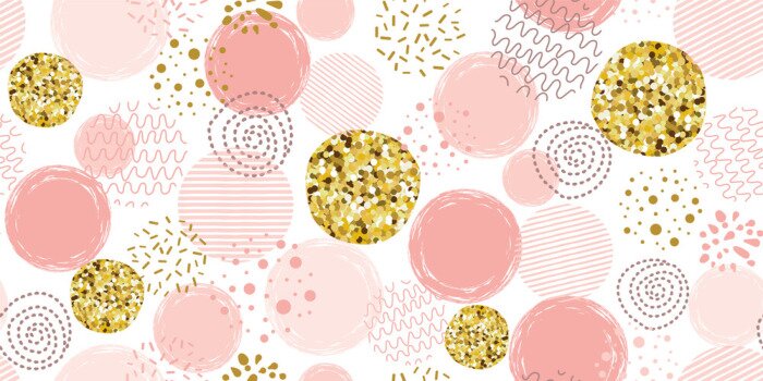 Fototapete Pink polka dot pattern Seamless dotted pattern with pink glitter gold circles Vector pink background