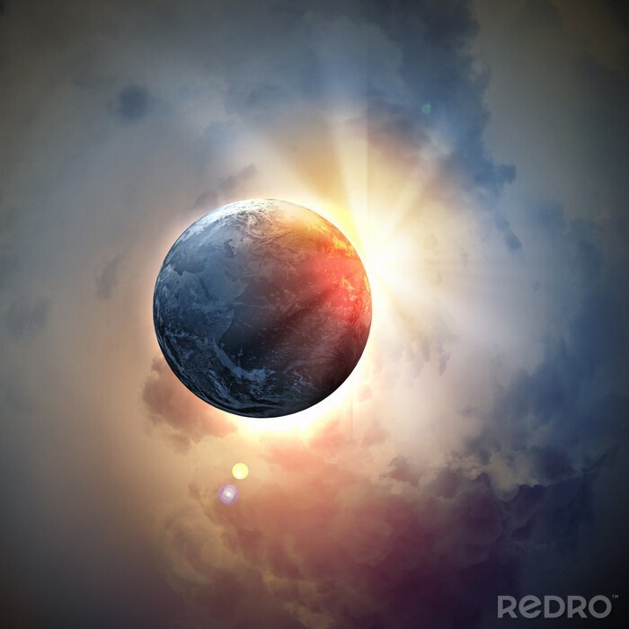 Fototapete Planet am erleuchteten Himmel