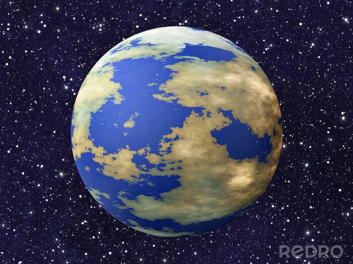 Fototapete Planet Erde am gestirnten Himmel