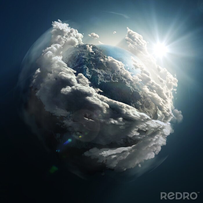 Fototapete Planet Erde in Wolken