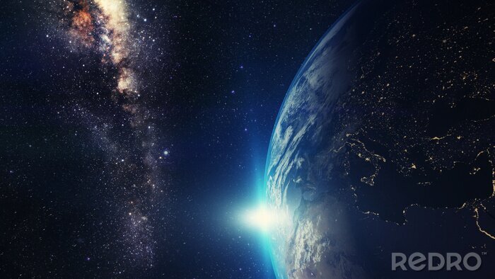 Fototapete Planet Erde mit Sternen im Hintergrund