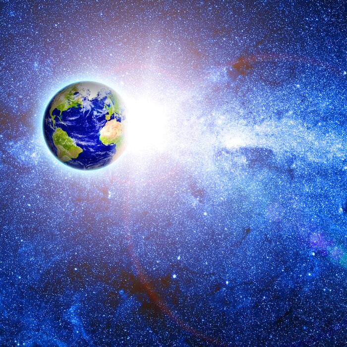 Fototapete Planet Erde und gestirnter Kosmos