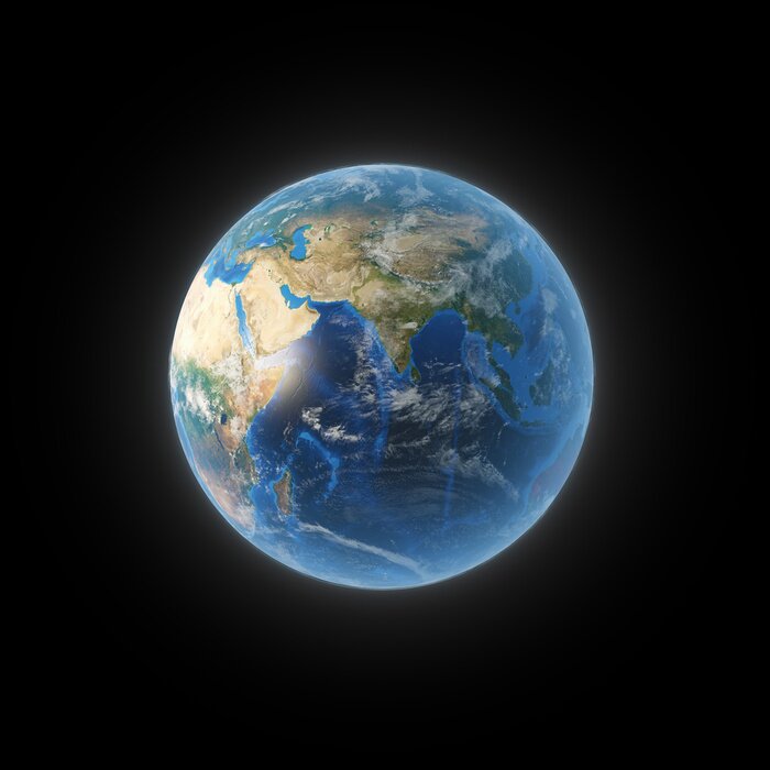 Fototapete Planet Erde vor schwarzem Hintergrund