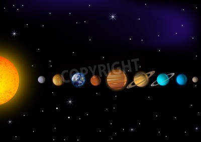 Fototapete Planeten des Sonnensystems in einer Reihe