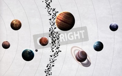 Fototapete Planeten des Sonnensystems und Bahnen