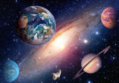 Planeten Erde und Milchstraße
