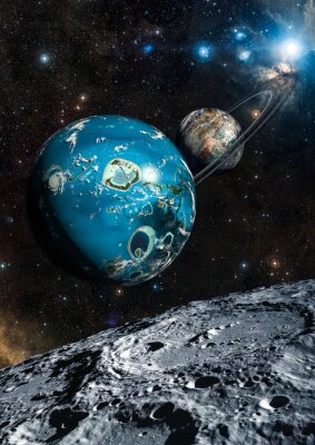 Fototapete Planeten im Weltraum 3D-Illustration