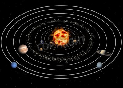 Fototapete Planeten rund um Sonne