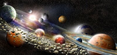 Planeten und Asteroiden des Sonnensystems