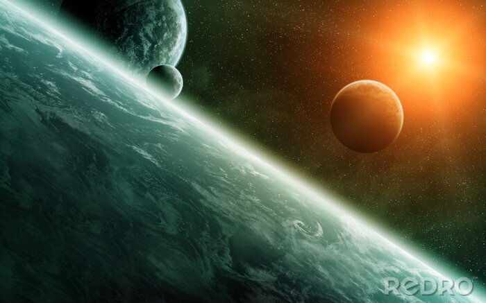 Fototapete Planetensystem und  Sonne
