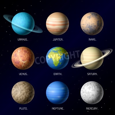 Fototapete Planets of Solar System