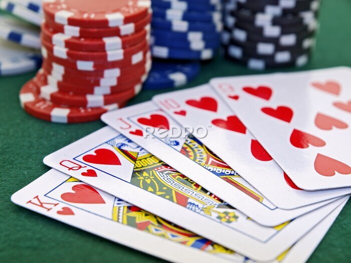 Fototapete poker spiel set, Chips, Karten, Casino-Spiele, Straight Flush